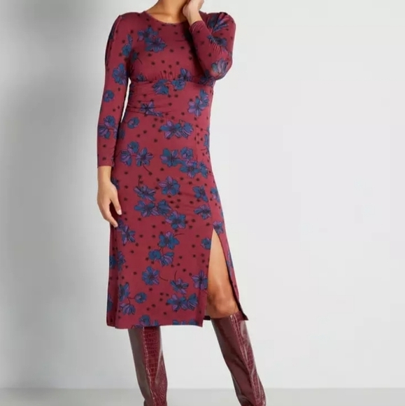 Modcloth Stargazing in the Primroses Jersey Midi Dress - Picture 1 of 5